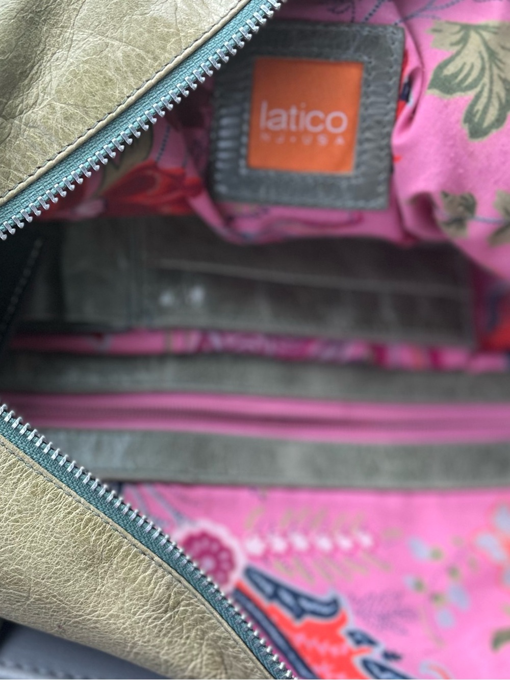 latico Olive-Taupe Leather Crossbody Satchel - Picture 10 of 14